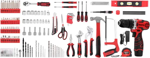 Miniatura 4 de KingTool Juego de herramientas de 276 piezas – Kit de herramientas con taladro eléctrico inalámbrico de 12 V, caja de herramientas con cajón, juego
