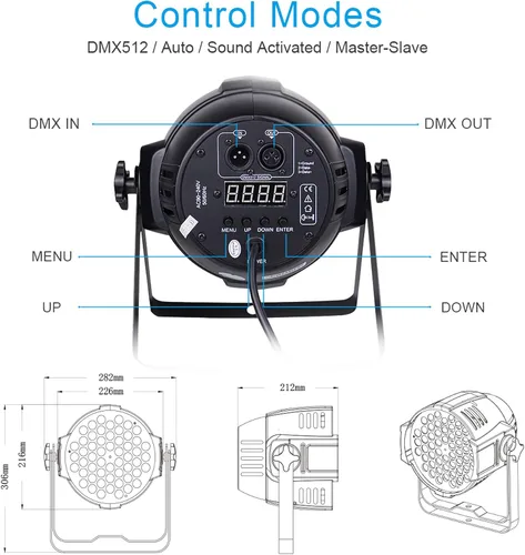 Miniatura 3 de BETOPPER Luces DJ DMX activadas por sonido, 54 x 3W LED Par Luces RGB DMX, DJ Par Iluminación para iglesia, concierto, boda, fiesta, bar