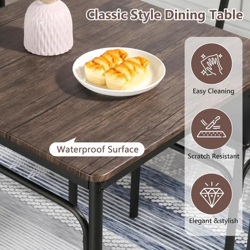 Miniatura 6 de VECELO Juego de mesa de comedor de cocina con banco tapizado y 2 sillas Diseño compacto que ahorra espacio Perfecto para apartamentos pequeños