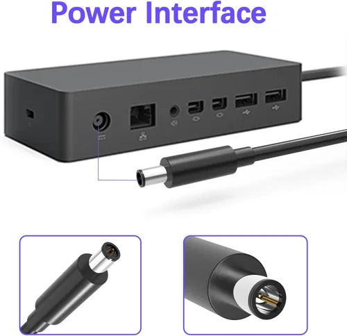 Miniatura 2 de 199W 15.35V 12.96A Cargador Adaptador de CA Compatible con Microsoft Surface Docking Station 2, Modelo 1931 1917 Microsoft Surface Dock 2 Cable