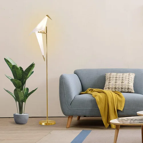 Miniatura 9 de Lámpara de pie LED moderna de 62 pulgadas con forma de pájaro para sala de estar, lámpara de pie plateada moderna con luz de piso de pájaro