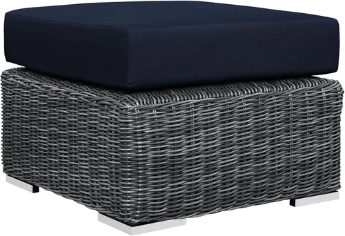 Miniatura 9 de Modway Summon - Otomana cuadrada de mimbre para patio al aire libre, color gris