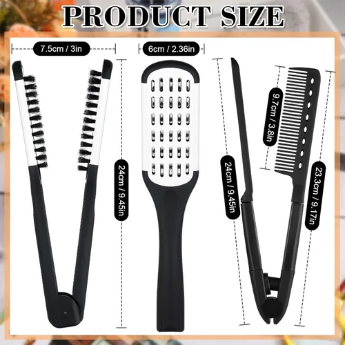 Miniatura 2 de CHENGU 2 Piezas Peine Alisador para el Cabello, Cerdas de Jabalí Pinza Cepillo de Doble Cara Cepillos Alisadores de Cabello Peine Plancha de Peinado