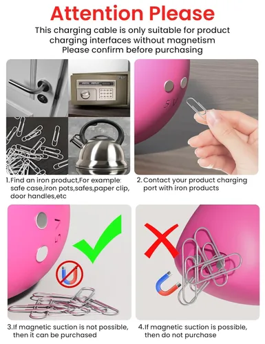 Miniatura 2 de Cable de carga magnético rápido para Rose y la mayoría de los masajeadores magnéticos, cable de carga CC con conector de 2 imanes