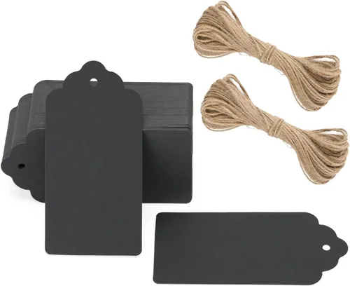 Etiquetas de papel kraft, etiquetas de regalo de papel de 2 x 4 pulgadas con cordel para artes y manualidades, boda, Navidad, Acción de Gracias y
