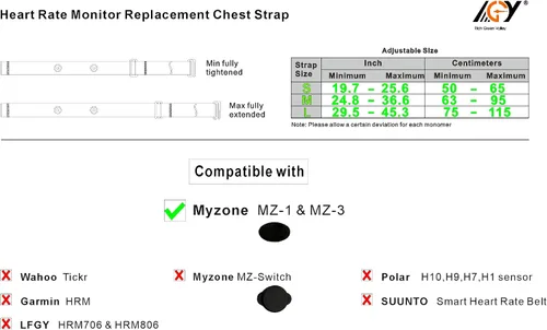 Miniatura 2 de Heart Rate Monitor Pro Chest Strap Compatible with Myzone MZ-1 MZ-3 Strap Non-Slip Adjustable Chest Belt