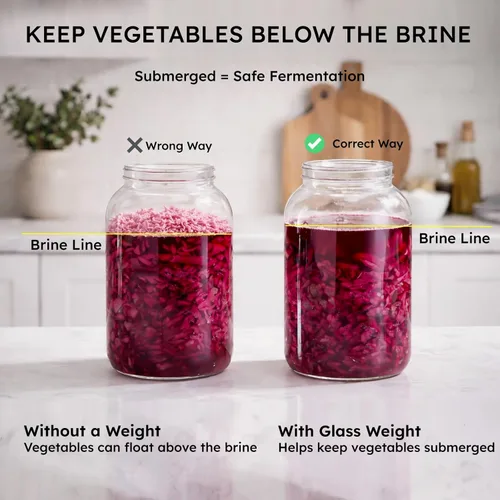 Miniatura 3 de Jillmo Pesos de fermentación grandes para frascos de boca ancha de 1 galón, pesos de fermentación de vidrio pesado con mango de fácil agarre