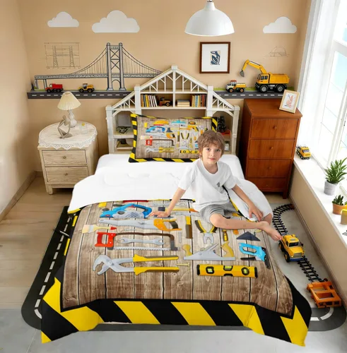 Miniatura 35 de Juegos de Edredón de Bombero Tamaño Twin para Niños, Adultos y Adolescentes, Juego de Ropa de Cama con Patrón de Insignia de Bombero y Llama