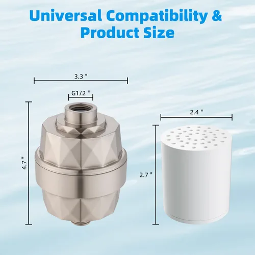 Miniatura 9 de Hibbent Filtro de ducha para agua dura, filtro de cabezal de ducha de alto rendimiento para eliminar el cloro y el fluoruro, filtro de regadera
