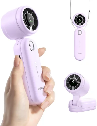 Miniatura 8 de Diveblues Ventilador turbo de mano portátil de alta velocidad, alimentado por batería recargable USB, pequeño ventilador de bolsillo portátil