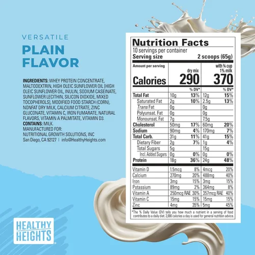 Miniatura 5 de Healthy Heights Grow Daily Kids - Mezcla de bebida proteica (liso) - Batido alto en proteínas para niños de 10 años, 21.6 onzas
