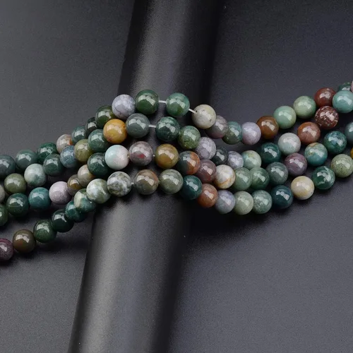 Miniatura 5 de LPBeads 80 piezas cuentas sueltas y redondas de ágata india natural (piedra preciosa) pulidas de 0.394 pulgadas con cordón elástico para hacer joyas