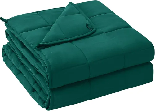 Yescool - Manta con peso para adultos (15 libras, 60 x 80 pulgadas, verde oscuro), manta de enfriamiento pesada para dormir, 140-160 libras, manta