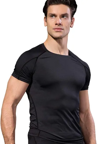 Miniatura 2 de Paquete de 3 camisetas de compresión para hombre, camisetas de entrenamiento de manga corta, camisetas de secado fresco, camiseta deportiva