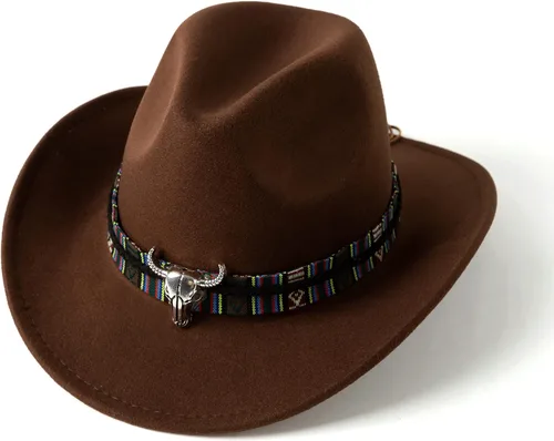 Miniatura 2 de Gossifan Sombreros clásicos vaqueros occidentales para mujer con cinturón ancho