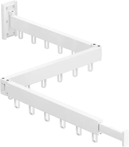 Miniatura 12 de HEILAIYI Estante de Secado de Ropa para Lavandería, Perchero de Ropa Montado en la Pared, Plegable, Retráctil, Plegable (Con Ganchos en Forma de J)