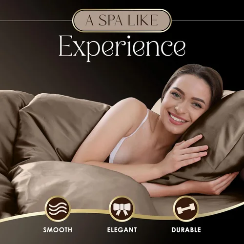 Miniatura 4 de Martex Juego de sábanas de 4 piezas tamaño King de lujo de calidad hotelera Elegance - Satén champagne, sedoso y suave, excelente para el cabello