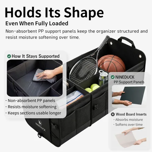 Miniatura 3 de Organizador de maletero con tapa 1680D — Almacenamiento grande de 114L para SUV/camiones, paneles ultrarrígidos de PP, tejido reforzado