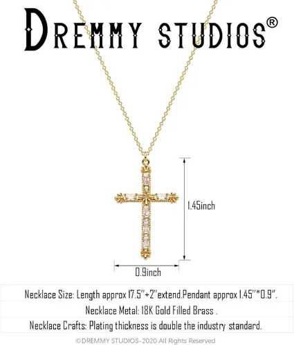 Miniatura 3 de Dremmy Studios Collar con colgante de cruz para mujer y hombre, chapado en oro