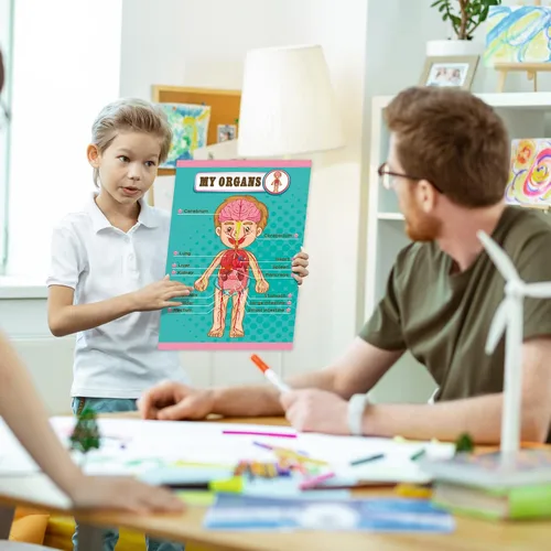 Miniatura 5 de Outus Carteles educativos de aprendizaje del cuerpo humano, parte del cuerpo, tabla de pared de 22 x 17 pulgadas para niños, tabla de anatomía