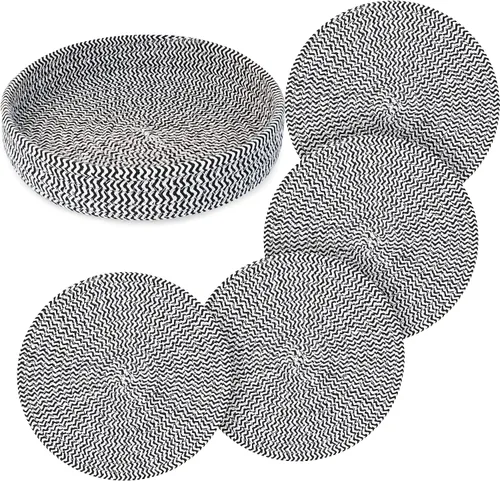 Salvamanteles de 9 pulgadas para platos calientes, salvamanteles (juego de 4) para ollas y sartenes calientes + 1 paquete de cesta de almacenamiento