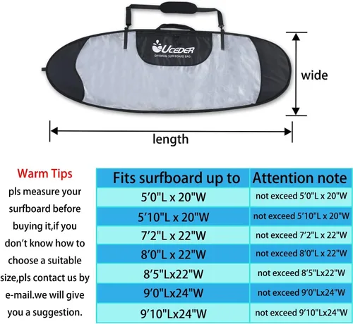 Miniatura 2 de Funda para tabla de surf y bolsa de almacenamiento para tabla de surf para viajes al aire libre, bolsa para tabla de surf de 5'0"-9'10", máxima