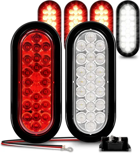 Miniatura 16 de Faro trasero redondo de 6 pulgadas con 24 luces LED de luz blanca clara, para reversa de camiones, con Certificado DOT, arandela y enchufe incluidos