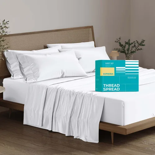 Miniatura 15 de THREAD SPREAD Sábanas 100% Algodón Egipcio Tamaño Twin - 800 Alto Número de Hilos 3 Piezas Sábanas Twin Extra Largas para Dormitorio, Bolsillo