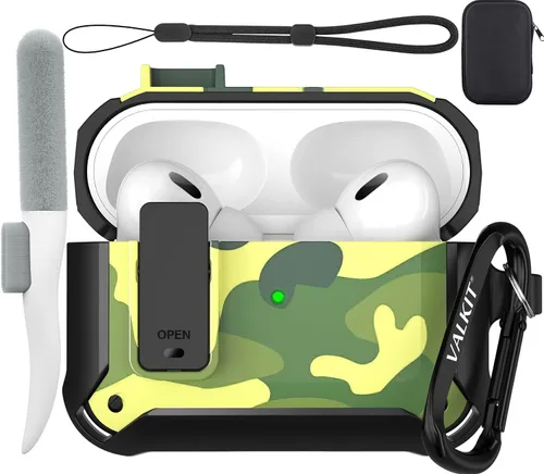 Miniatura 29 de Valkit Funda para Airpods para hombres con cerradura, funda de cuerpo completo con llavero para AirPods de Apple a prueba de golpes, funda