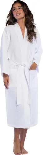 Miniatura 2 de Turquaz Linen Lightweight Long Waffle Kimono Unisex Spa Robes For Women And Men