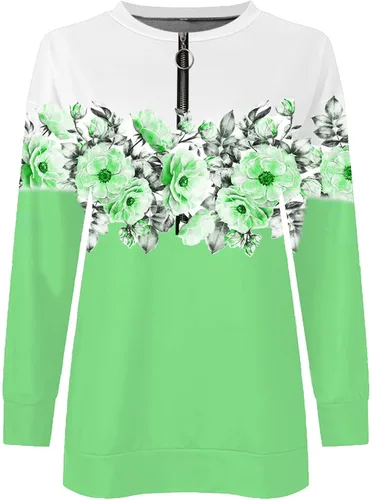 Miniatura 2 de GIANTHONG Sudadera de gran tamaño para mujer, media cremallera, casual, holgada, de manga larga, con estampado de moda, ropa Y2K