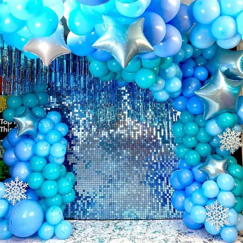Miniatura 5 de 12 paneles cuadrados de lentejuelas brillantes para pared color azul claro (Baby Blue) telón de fondo decorativo para fiestas de bodas