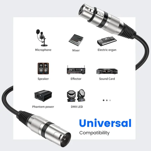 Miniatura 4 de MOSWAG Cables XLR a XLR, cable de micrófono XLR de 3.28 pies/1 M, cable de micrófono de 3 pines, cable XLR blindado equilibrado para cable