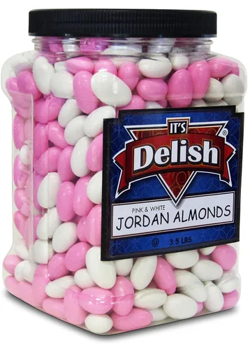 Its Delish, mezcla de almendras de Jordania rosas y blancas por Its Delish, recipiente jumbo de 3.5 libras | Nuez de almendra con revestimiento de
