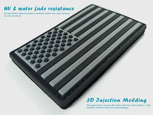 Miniatura 2 de JBCD Parche táctico negro de la bandera estadounidense, parche táctico de PVC con gancho y bucle, paquete de 2