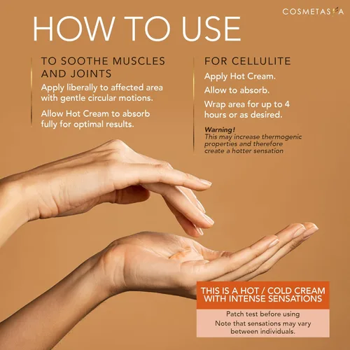 Miniatura 4 de Cosmetasa Gel de masaje de crema caliente con guante masajeador, crema natural y 87% orgánica para celulitis, multiuso, crema tonificante