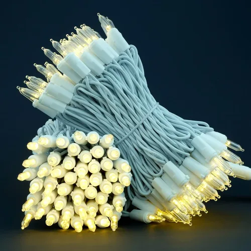 Miniatura 9 de 200 unidades de luces de Navidad LED de color blanco cálido, 66 pies de alambre blanco con certificación UL, juego de luces de cadena de calidad