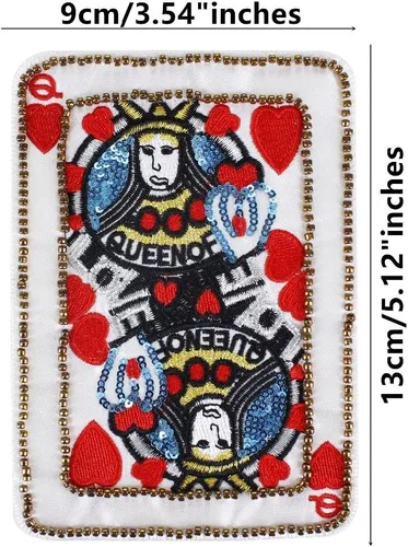 Miniatura 4 de 1 Unidades Bordado Con Cuentas De Lentejuelas Parches De Póker Letras Floral Reina Apliques Corazón Insignia Costura Para Chaqueta Camiseta