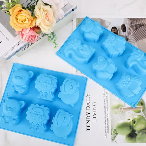 Miniatura 7 de Beasea Moldes de jabón de animales, paquete de 2 alfombrillas grandes de silicona 3D para pastel de chocolate, dulces, galletas, hacer arcilla