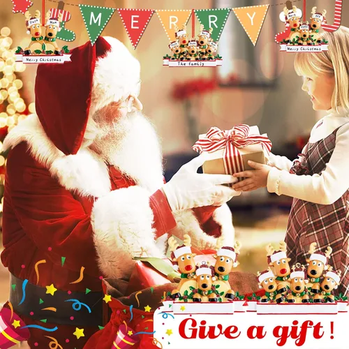 Miniatura 6 de Adornos de Navidad de renos personalizados 2025, adornos de ciervo y alce navideños DIY para árbol de Navidad, adornos colgantes personalizados