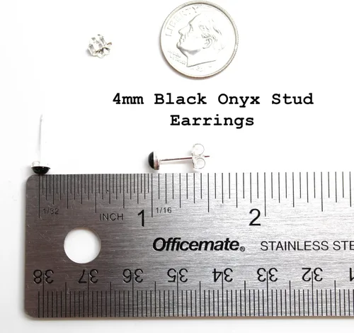 Miniatura 3 de Aretes de tuerca con piedras preciosas para mujeres y niñas, bisel redondo de 0.157 in de plata esterlina 925