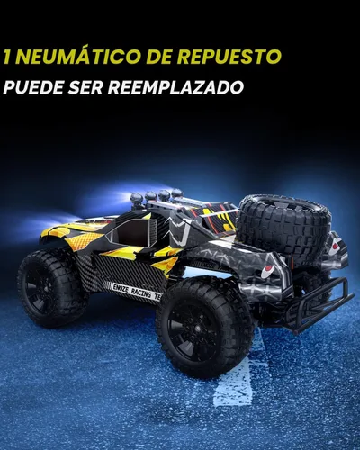 Miniatura 4 de DEERC 9201E 1:10 Camión a control remoto grande con luces, automóvil RC de curso corto rápido, vehículo eléctrico todoterreno de juguete de grado