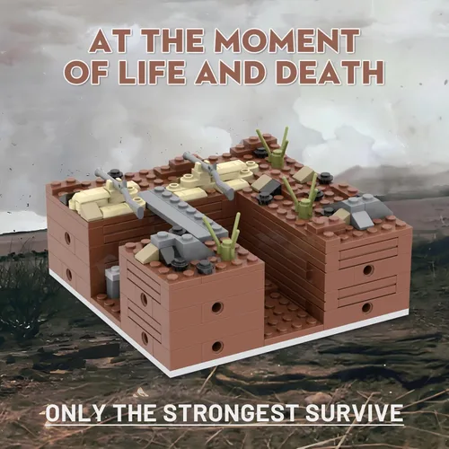 Miniatura 7 de WW2 Battlefield - Juego de bloques militares de esquina derecha (200 piezas) para construir libremente escenas de batalla