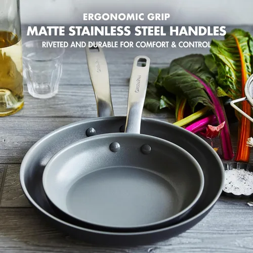 Miniatura 6 de GreenPan Chatham - Juego de sartenes antiadherentes de cerámica saludable anodizada dura de 8" y 10", sartén para omelet y huevos, sin PFAS, apto