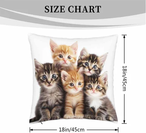 Miniatura 4 de Juego de 2 fundas de almohada cuadradas decorativas para sofá y cama, para hombres y mujeres, 18 x 18 pulgadas, diseño de gatitos lindos color negro