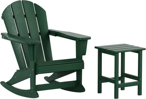 Miniatura 24 de WestinTrends Malibu - Juego de 3 sillas mecedoras Adirondack de polietileno para exteriores y patio con mesa auxiliar (2 plazas), color azul marino