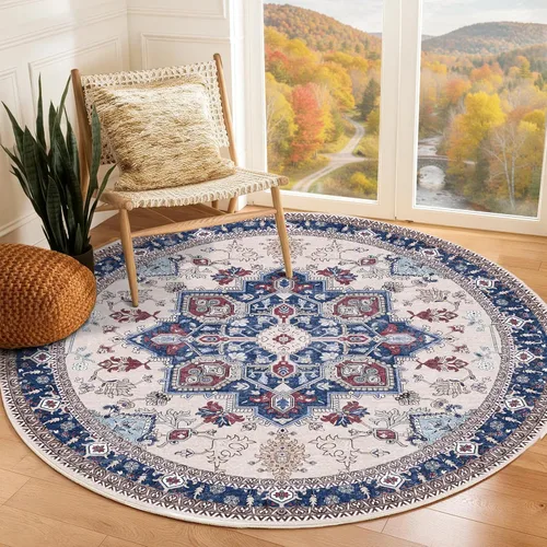 Miniatura 68 de OPPODREAM Alfombras suaves, pequeñas y lavables con parte trasera antideslizante, alfombra de cachemira sintética de pelo bajo, 2 x 3 pies, azul