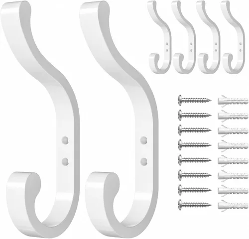 Miniatura 15 de bussdis Ganchos de pared para colgar abrigos, ganchos de mochila resistentes para pared, soporta hasta 30 libras, ganchos grandes para toallas, Negro