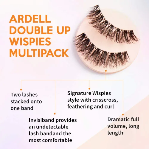 Miniatura 4 de Ardell Double Up Wispies - Pestañas postizas dramáticas de volumen completo, reutilizables y fáciles de aplicar, color negro, 4 pares