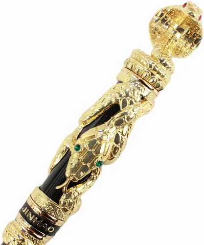 Miniatura 6 de Gullor Pluma Estilográfica Negro y Plata Antigua Serpiente Patrón 3D (dorado y negro)